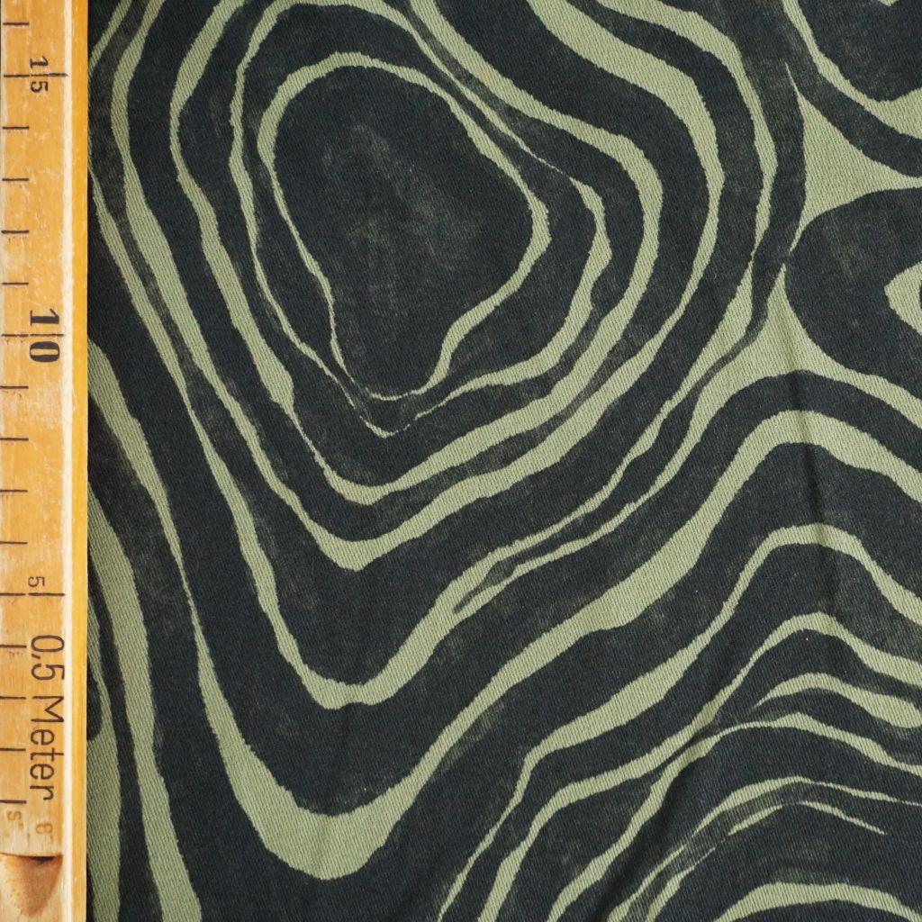Baumwoll-Stretch animalprint Zebra olive schwarz